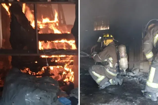 Registran incendio de taller mecánico en Texmelucan