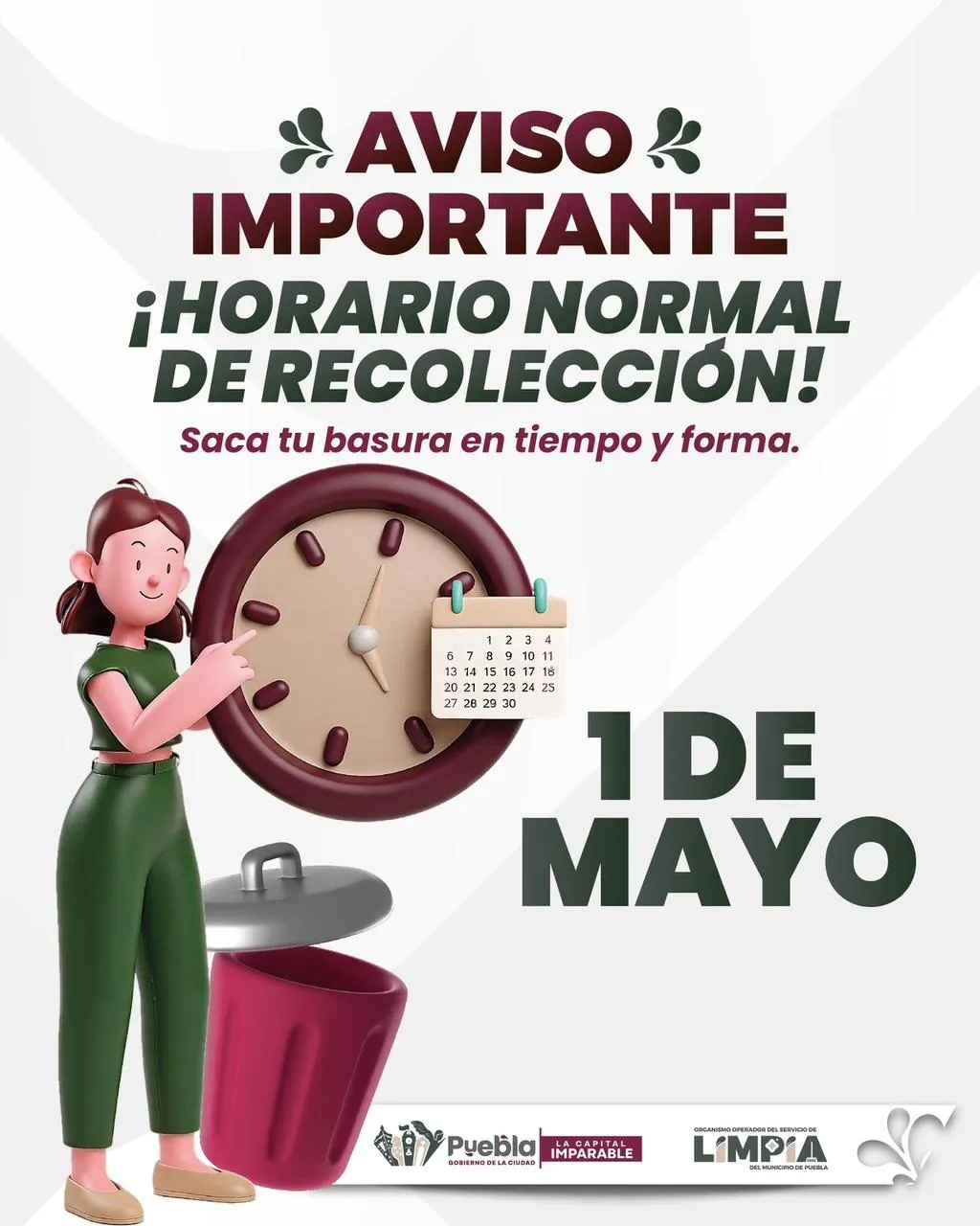 Operará con normalidad recolección de basura en la capital este 1.- de Mayo