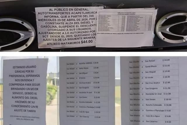 Aumento de combustible provoca alza en transporte de Texmelucan y Acatlán