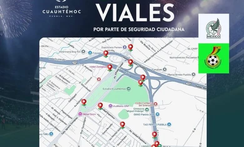 Anuncian cierres viales para el México vs Ghana